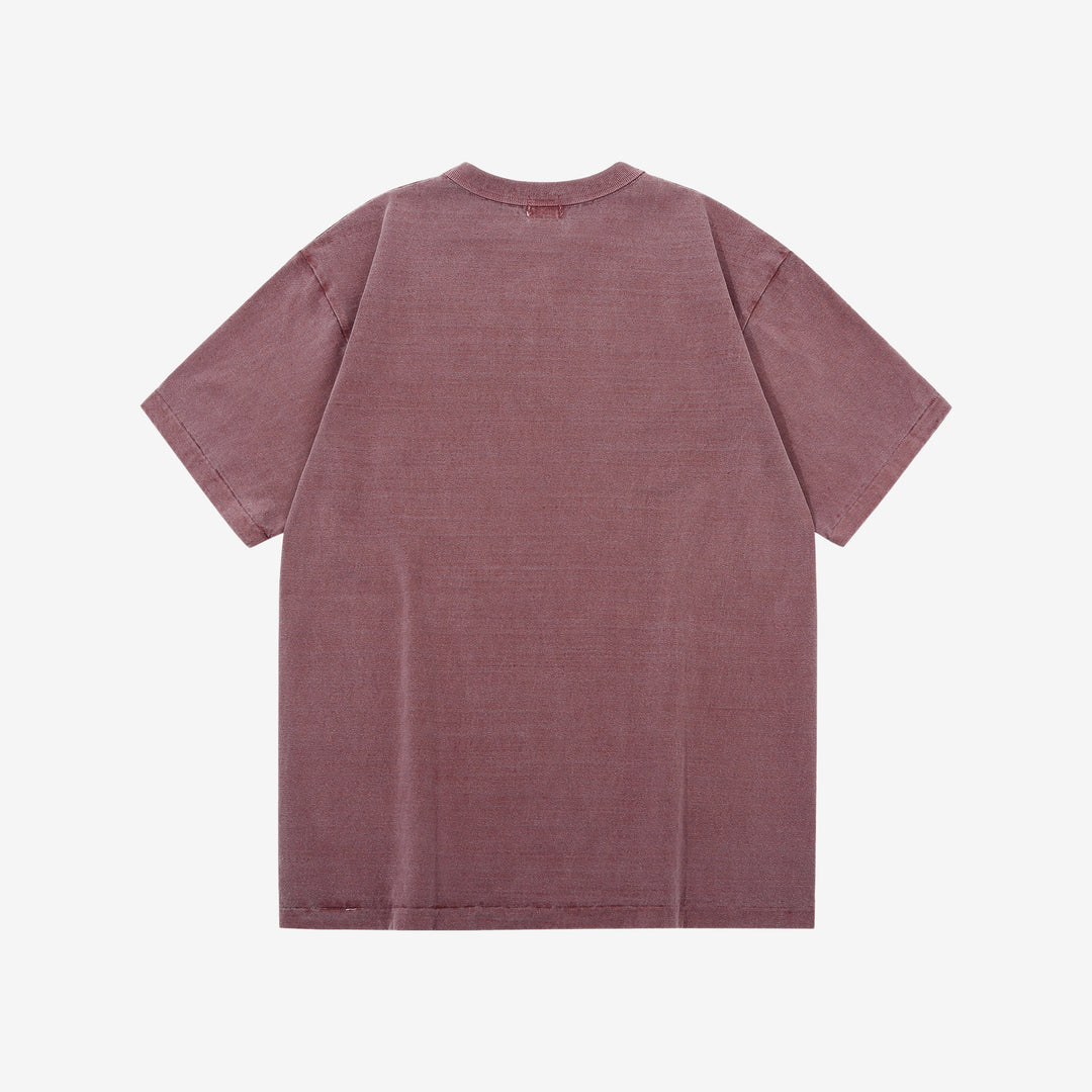 Dubble Works 7.7oz Recycled Cotton Slub Jersey T-Shirt Made in Japan Bordeaux Back ダブルワークス  半袖Tシャツ