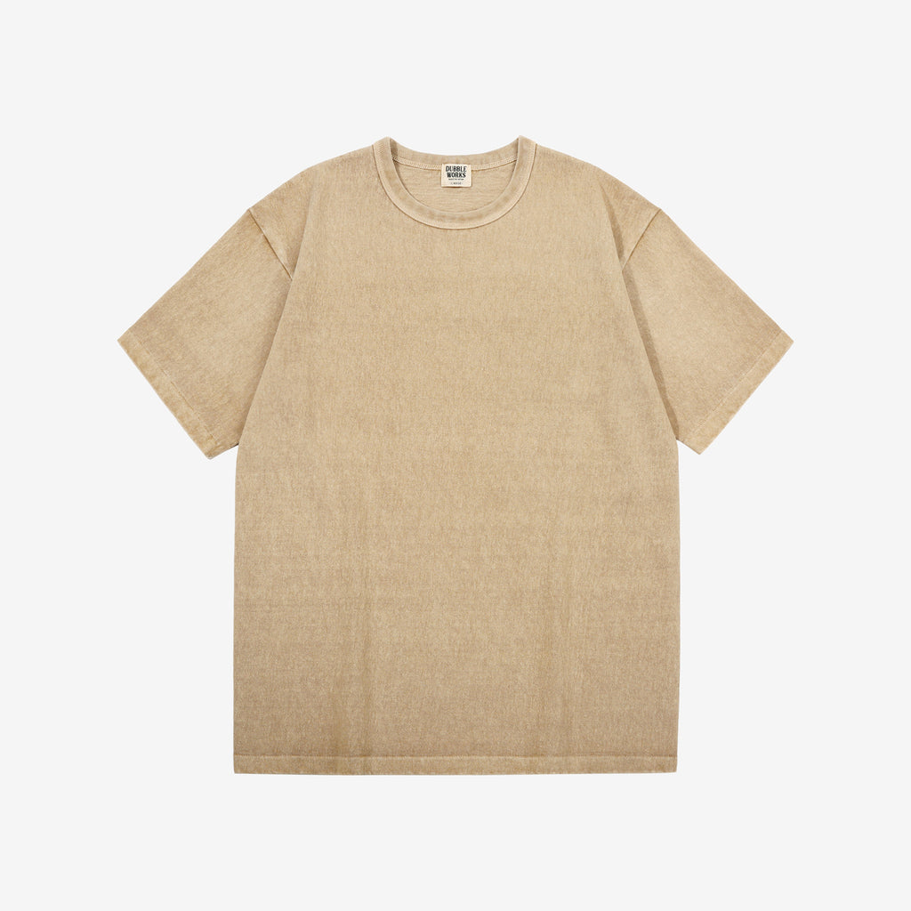 Dubble Works 37001-PD Stand Wheeler Heavyweight T-Shirt - Pigment Dyed Made in Japan Dark Beige Front