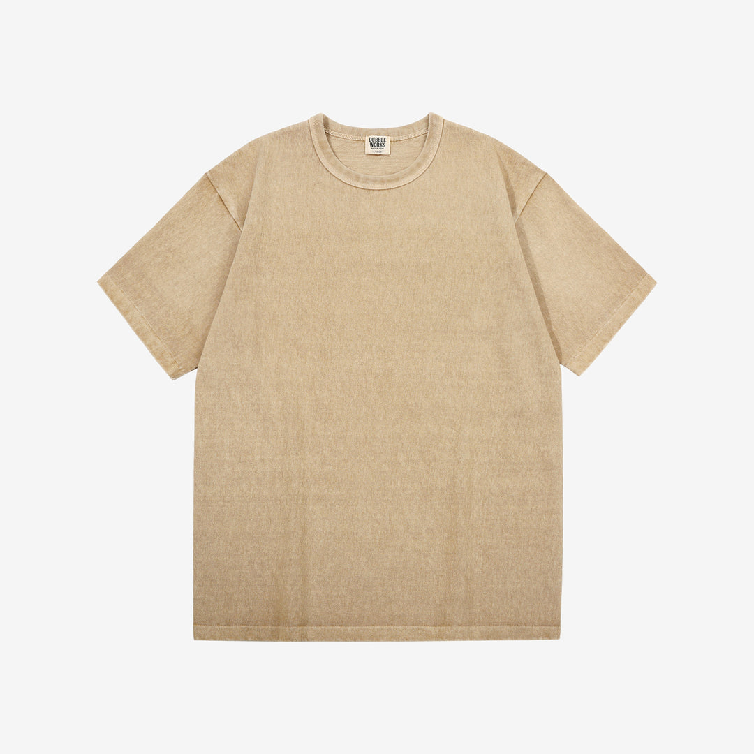 Dubble Works 37001-PD Stand Wheeler Heavyweight T-Shirt - Pigment Dyed Made in Japan Dark Beige Front