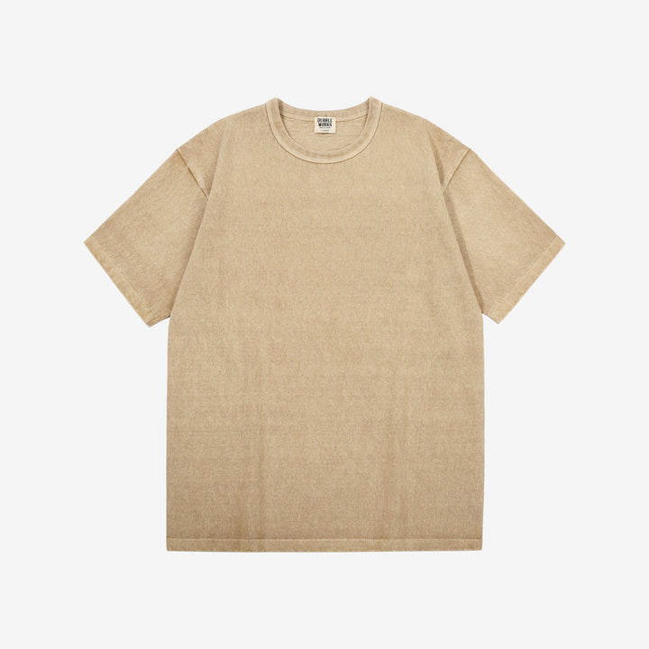Dubble Works 37001-PD Stand Wheeler Heavyweight T-Shirt - Pigment Dyed Made in Japan Dark Beige Front