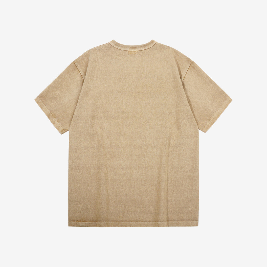 Dubble Works 37001-PD Stand Wheeler Heavyweight T-Shirt - Pigment Dyed Made in Japan Dark Beige Back
