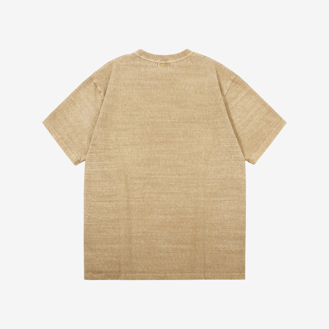 Dubble Works 7.7oz Recycled Cotton Slub Jersey T-Shirt Made in Japan Dark Beige Back ダブルワークス  半袖Tシャツ