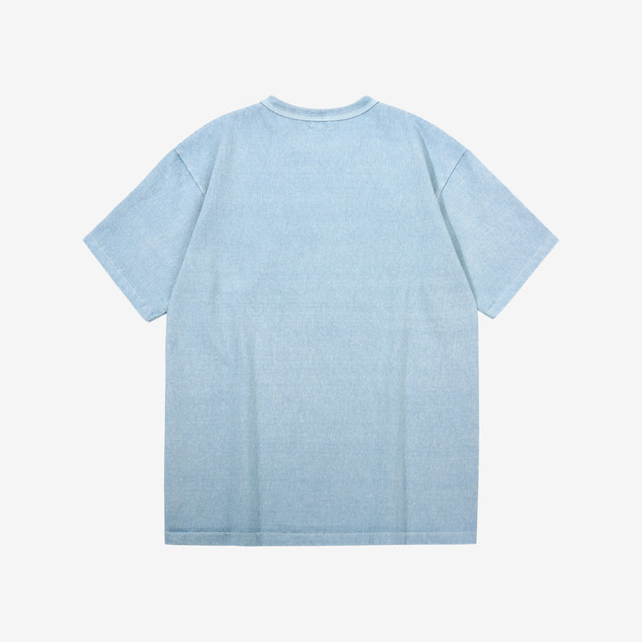 Dubble Works 37001-PD Stand Wheeler Heavyweight T-Shirt - Pigment Dyed Made in Japan Sax Blue Back