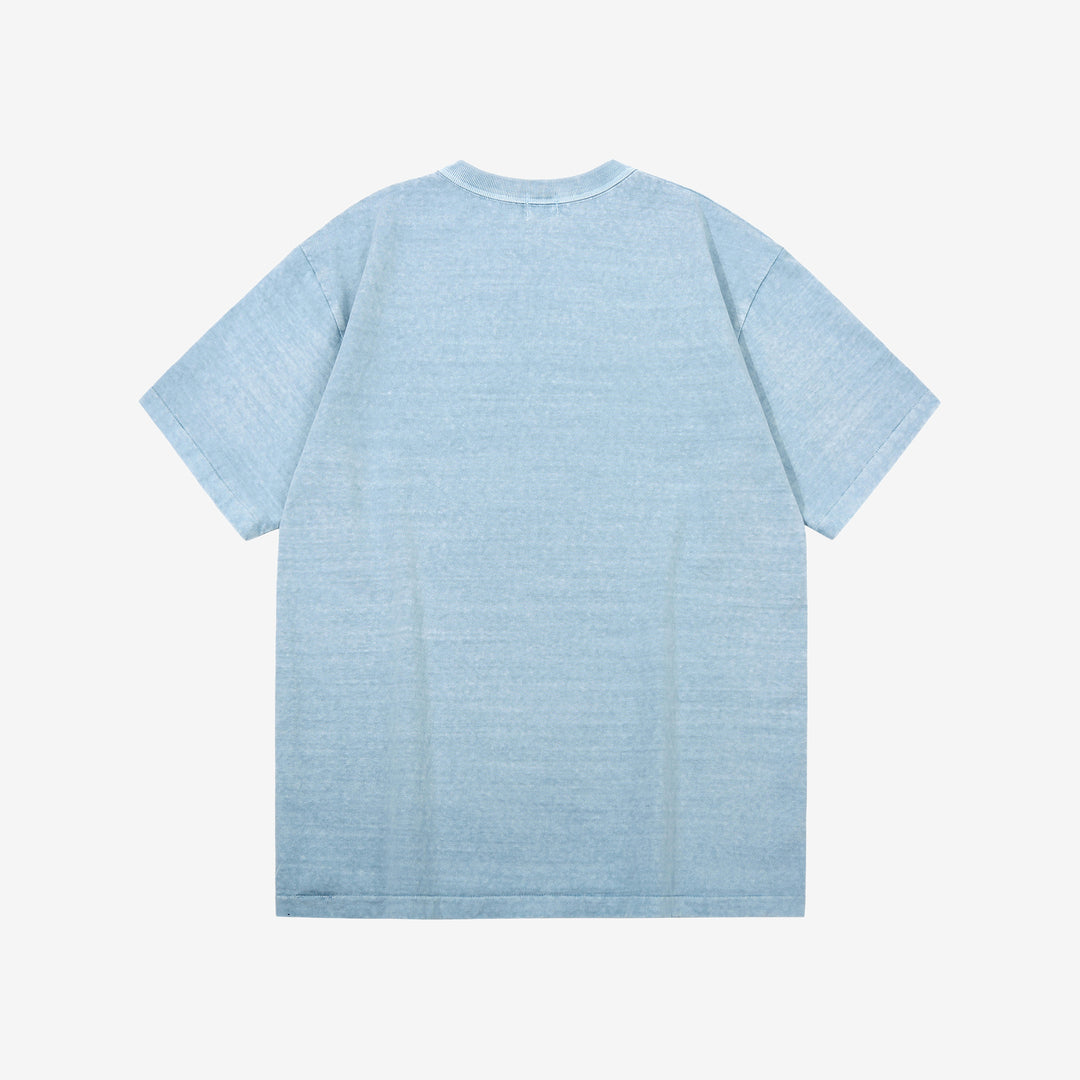Dubble Works 7.7oz Recycled Cotton Slub Jersey T-Shirt Made in Japan Sax Blue Back ダブルワークス  半袖Tシャツ