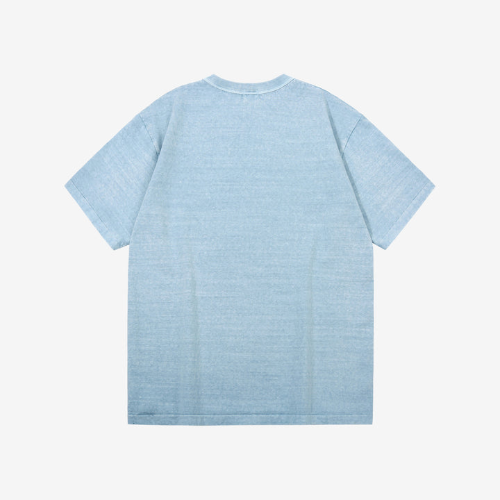 Dubble Works 7.7oz Recycled Cotton Slub Jersey T-Shirt Made in Japan Sax Blue Back ダブルワークス  半袖Tシャツ