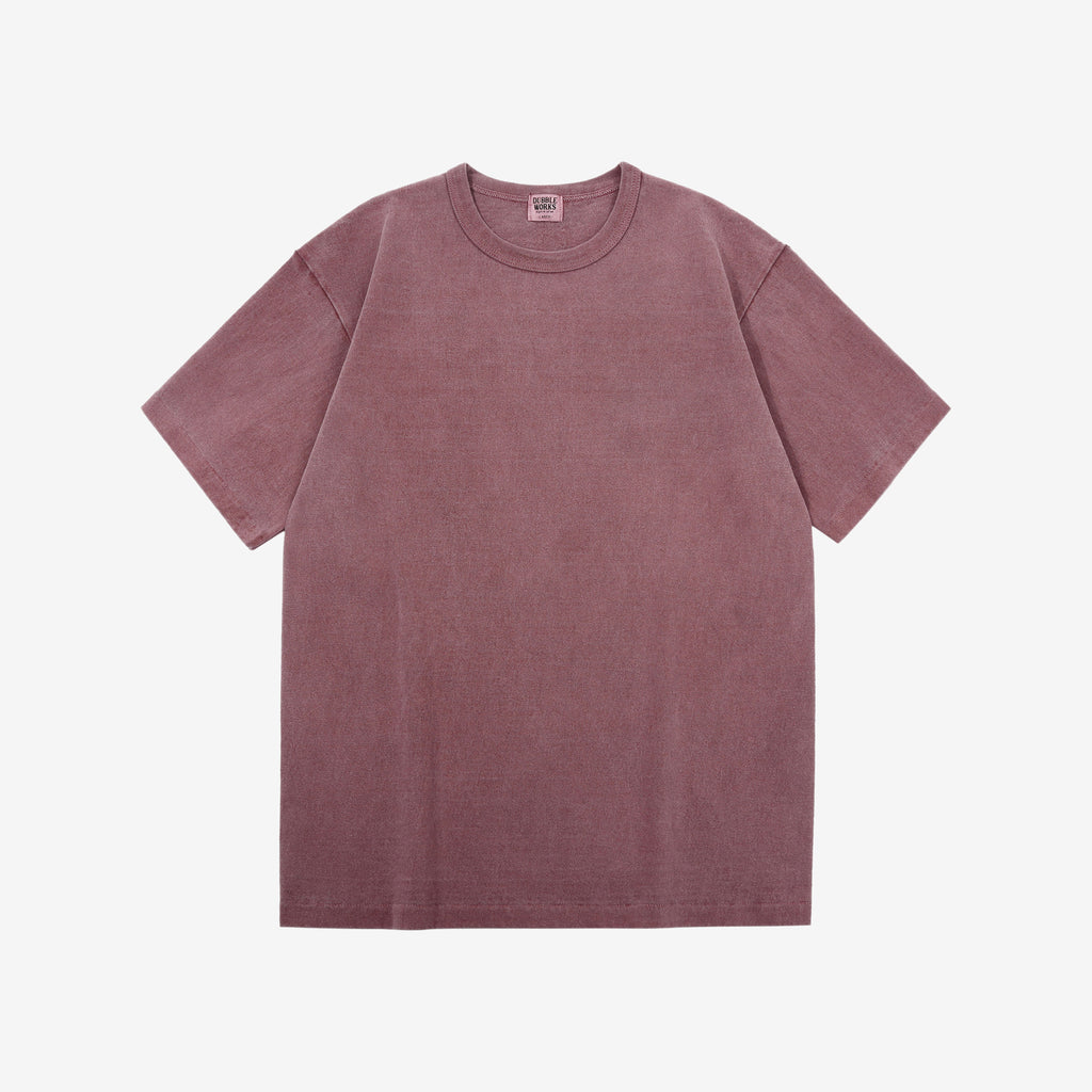 Dubble Works 37001-PD Stand Wheeler Heavyweight T-Shirt - Pigment Dyed Made in Japan Bordeaux Front