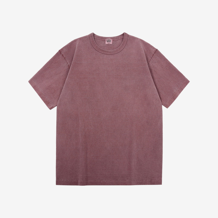 Dubble Works 37001-PD Stand Wheeler Heavyweight T-Shirt - Pigment Dyed Made in Japan Bordeaux Front