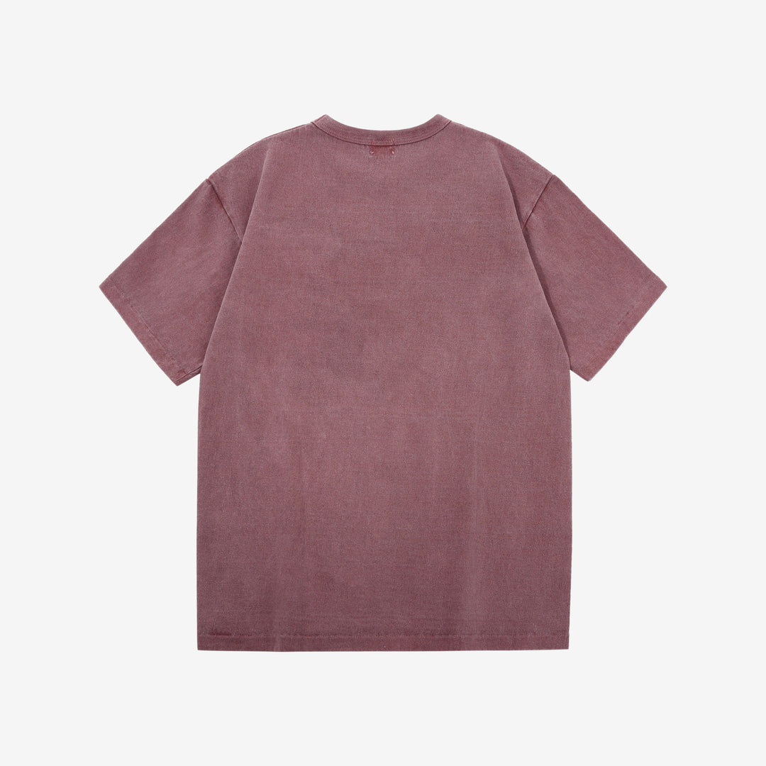 Dubble Works 37001-PD Stand Wheeler Heavyweight T-Shirt - Pigment Dyed Made in Japan Bordeaux Back