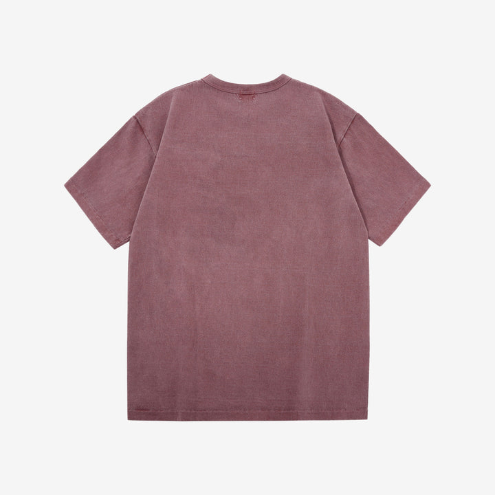 Dubble Works 37001-PD Stand Wheeler Heavyweight T-Shirt - Pigment Dyed Made in Japan Bordeaux Back