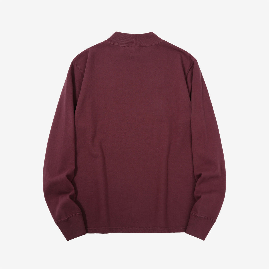 Deluxeware M300 “Azuma-Knit” Lightweight Mock Neck Sweatshirt Made in Japan Pur.Bord Back View