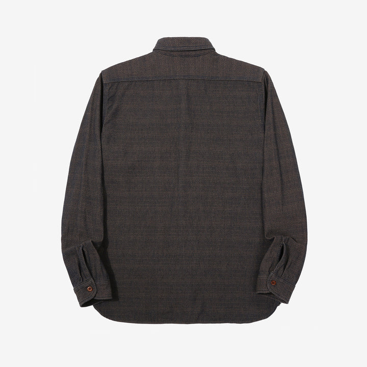 Samurai Jeans SSS26-KSKW Kanoko Ai-Madara Sashiko Work Shirt - Back View