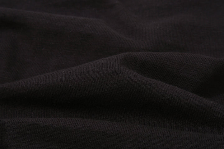Warehouse Lot 4601 Shadow Border Slub Yarn Henley T-Shirt Made in Japan Black Fabric Close Up