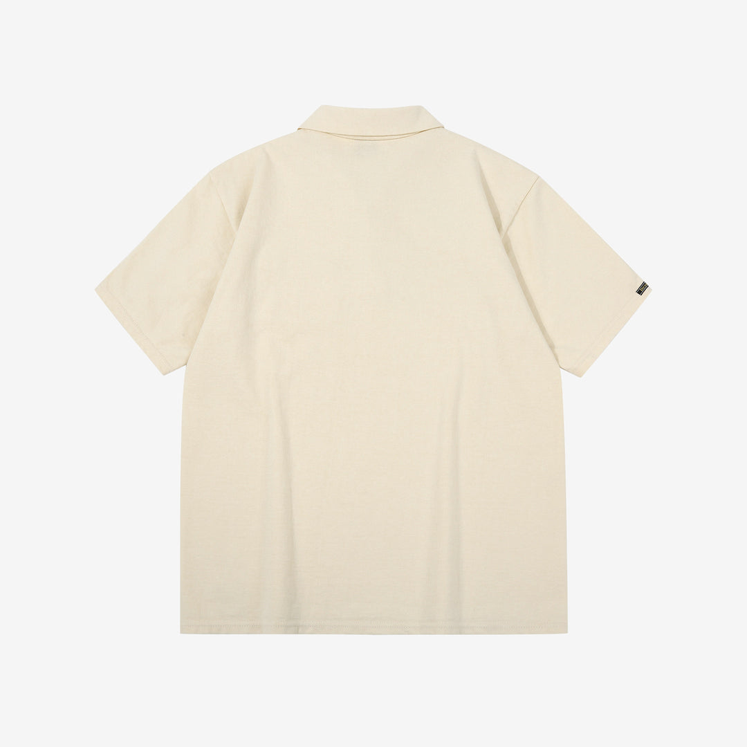 Deluxeware OCTS-00 12.5oz Loopwheeled Polo Shirt Made in Japan Ash Yellow Back View