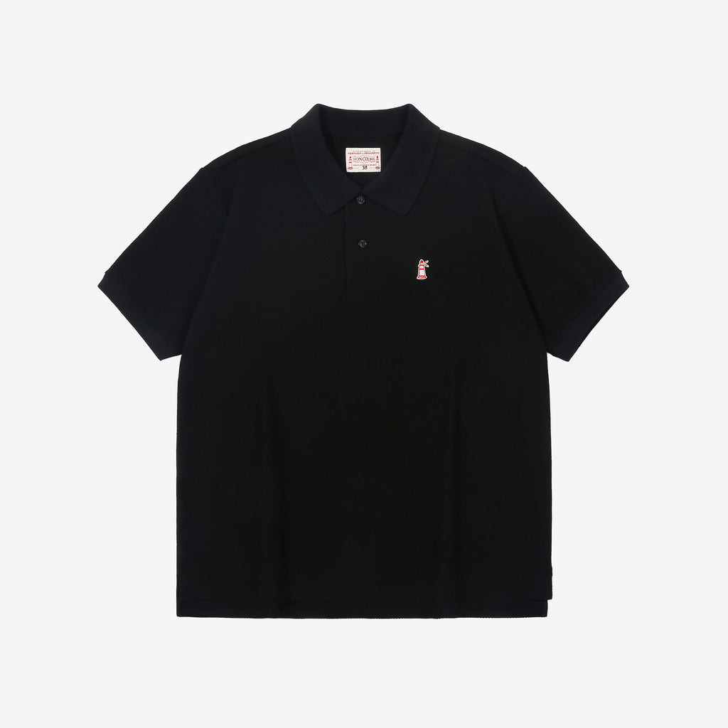 Boncoura Heavyweight Special Knit Polo Shirt made in Japan ボンクラポロシャツ Black Front Side