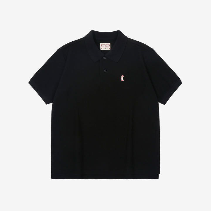 Boncoura Heavyweight Special Knit Polo Shirt made in Japan ボンクラポロシャツ Black Front Side