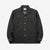 Boncoura Cotton Linen Open Collar Shirt in Rope-Dyed Black – Front View