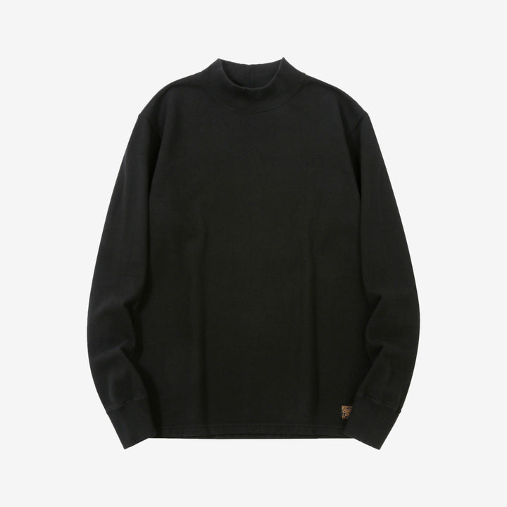 Deluxeware M300 “Azuma-Knit” Lightweight Mock Neck Sweatshirt Made in Japan Black Front View