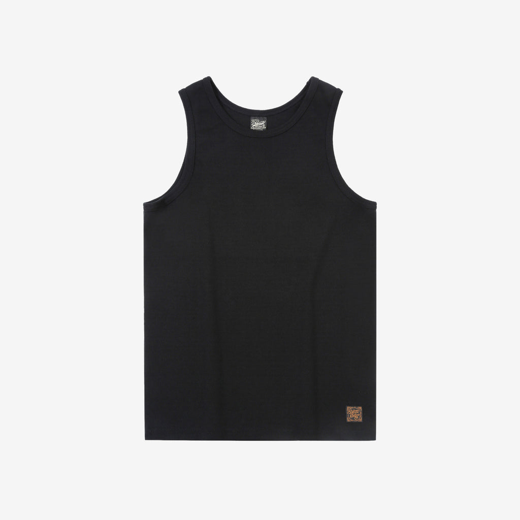 Deluxeware TNKP-00 Heavyweight Ribbed Knit Tank Top Black Front View