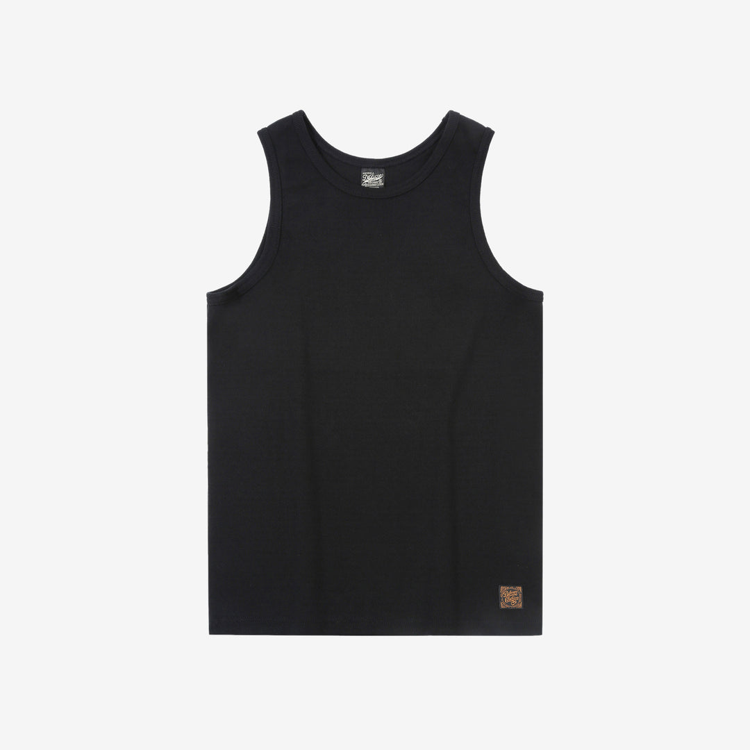 Deluxeware TNKP-00 Heavyweight Ribbed Knit Tank Top Black Front View