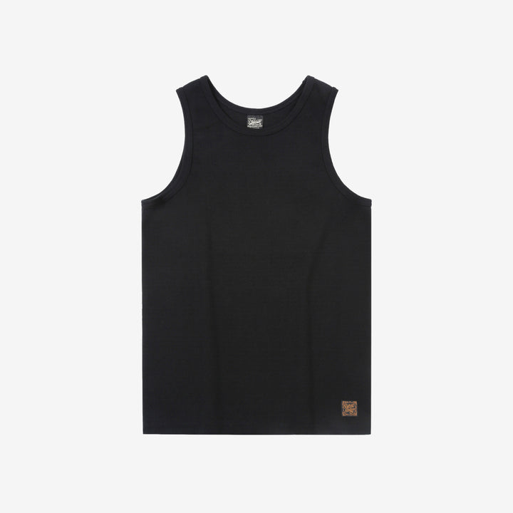 Deluxeware TNKP-00 Heavyweight Ribbed Knit Tank Top Black Front View