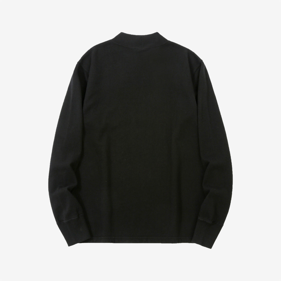 Deluxeware M300 “Azuma-Knit” Lightweight Mock Neck Sweatshirt Made in Japan Black Back View