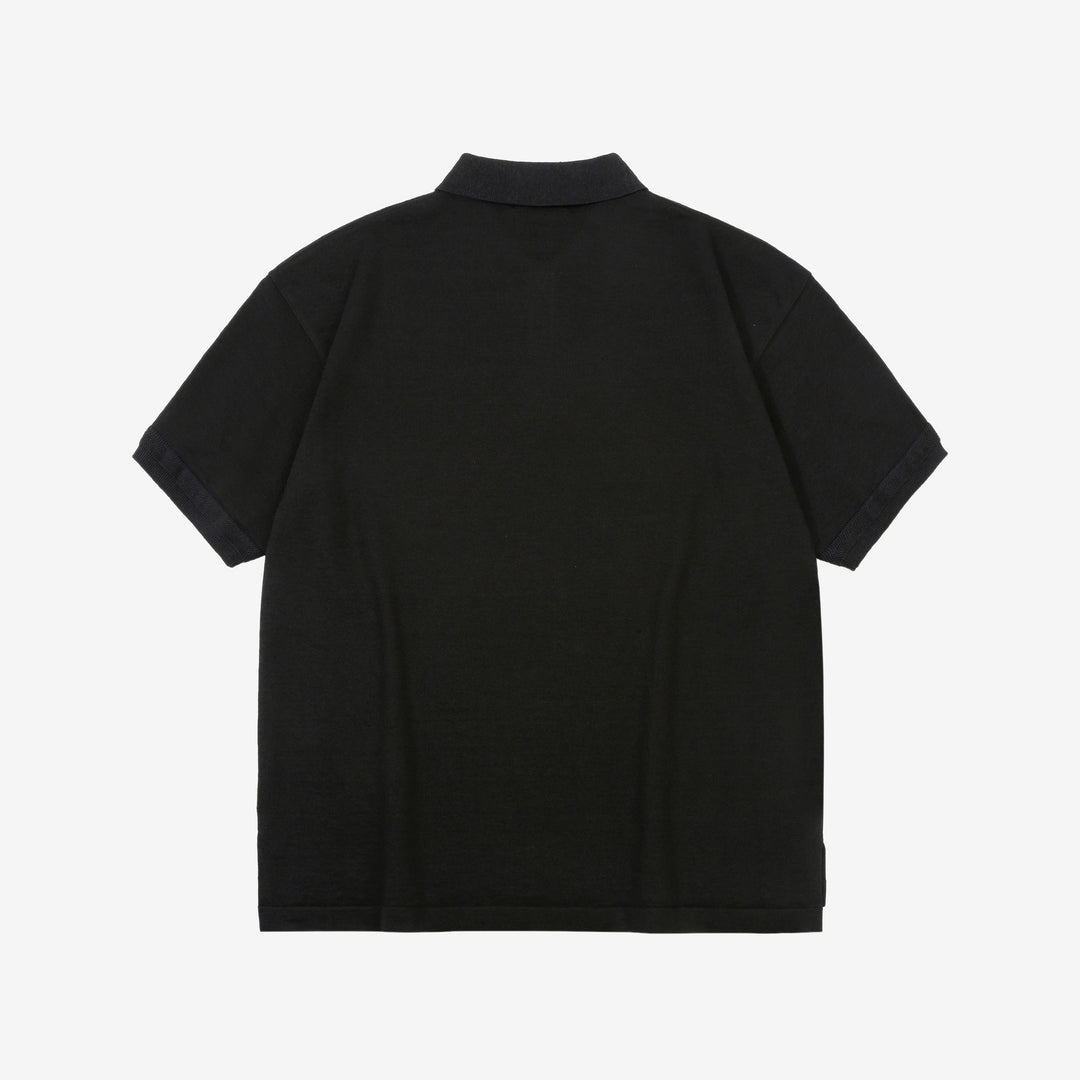Un-Useless 170218 Plating Knit Linen Polo Shirt Made in Japan Black Back