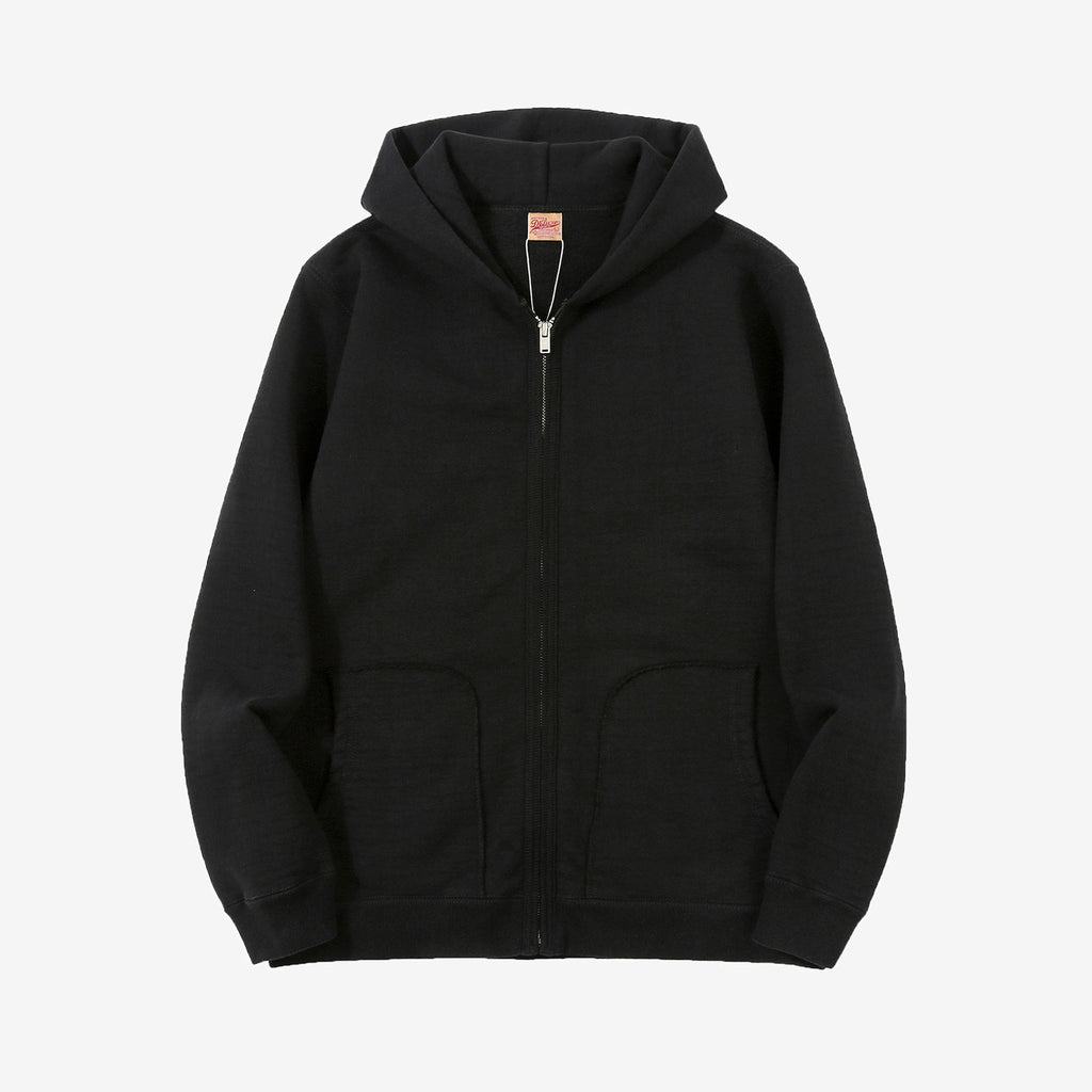 Deluxeware SPZ-00 heavyweight loopwheeled full zip parka made in Japan hoodie black