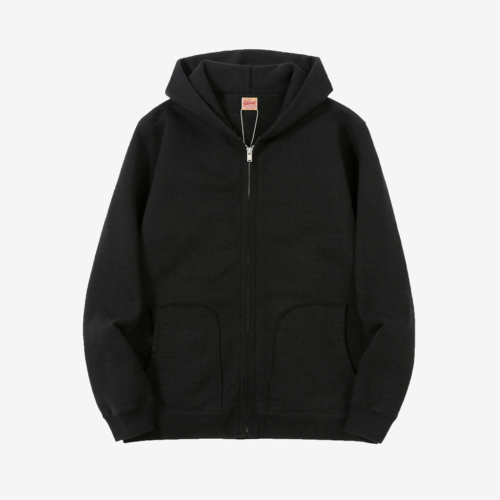 Deluxeware SPZ-00 heavyweight loopwheeled full zip parka made in Japan hoodie black