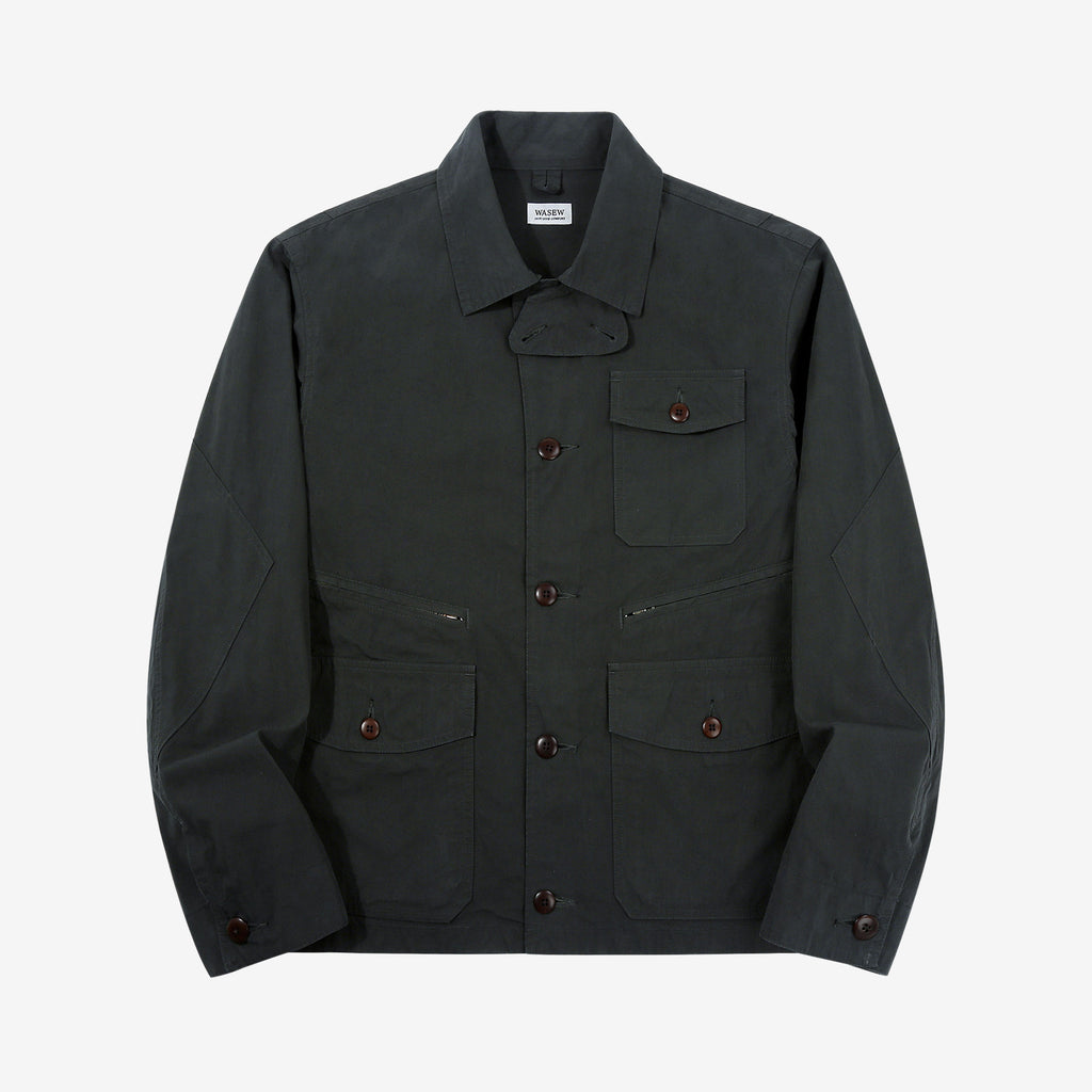 WASEW WSW-25A-002 M-421 utility hunting jacket black made in Japan military outdoor jacket multi pocket black front view