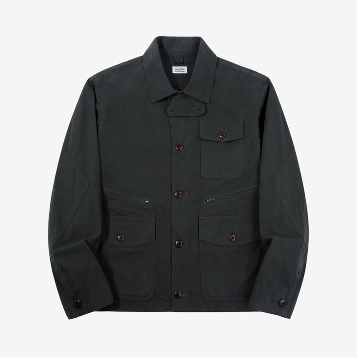 WASEW WSW-25A-002 M-421 utility hunting jacket black made in Japan military outdoor jacket multi pocket black front view