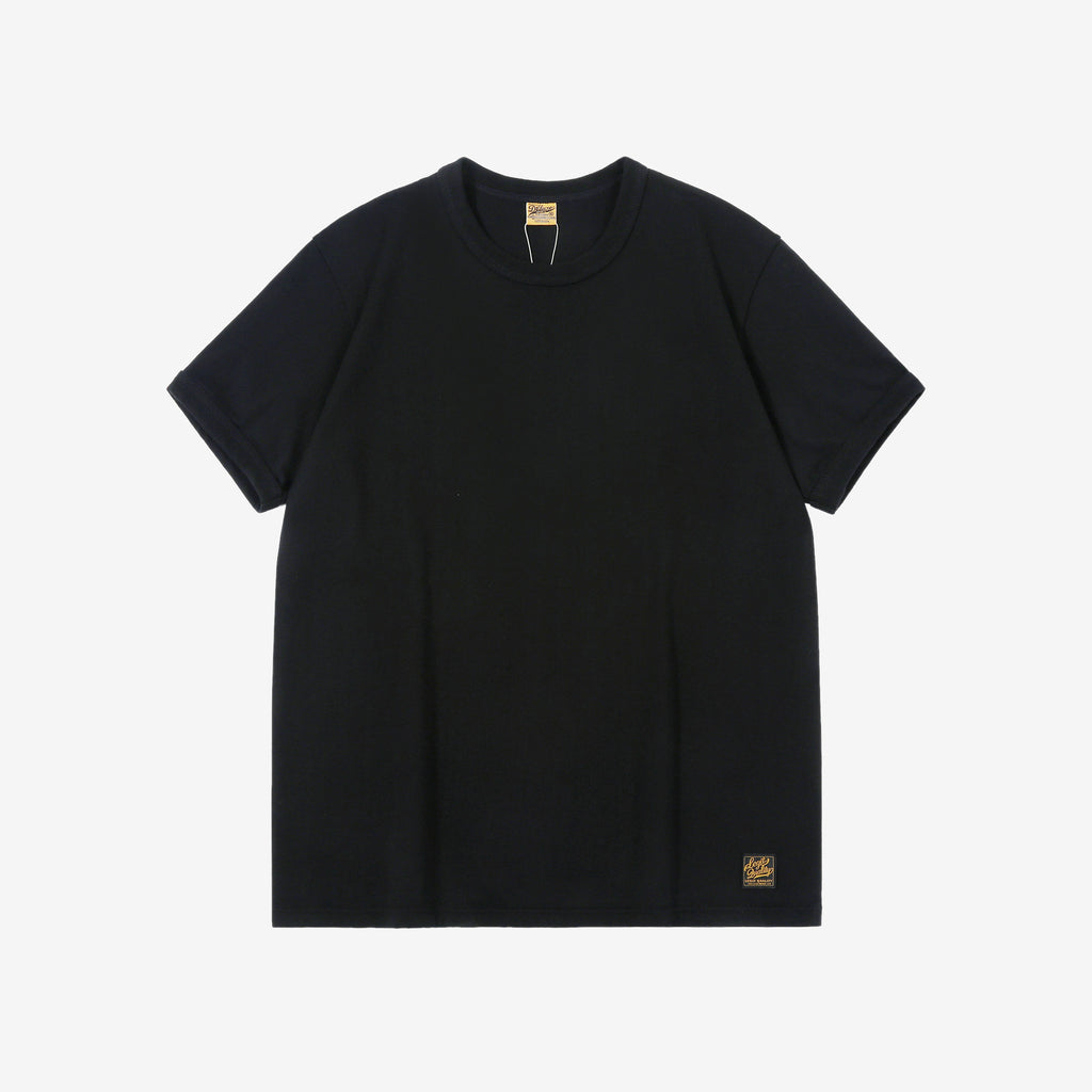 Deluxeware BSP-MNT01 10.5oz loopwheeled T-shirt with 5-needle binder neck, Mention Exclusive, made in Japan black front view