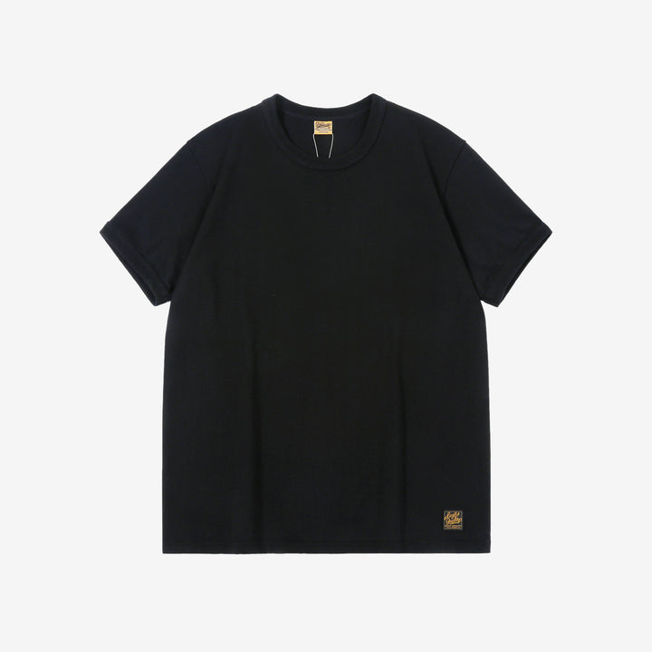 Deluxeware BSP-MNT01 10.5oz loopwheeled T-shirt with 5-needle binder neck, Mention Exclusive, made in Japan black front view