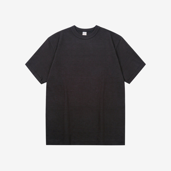 Warehouse Lot 4601 shadow border slub yarn crew neck T-shirt made in Japan black front view