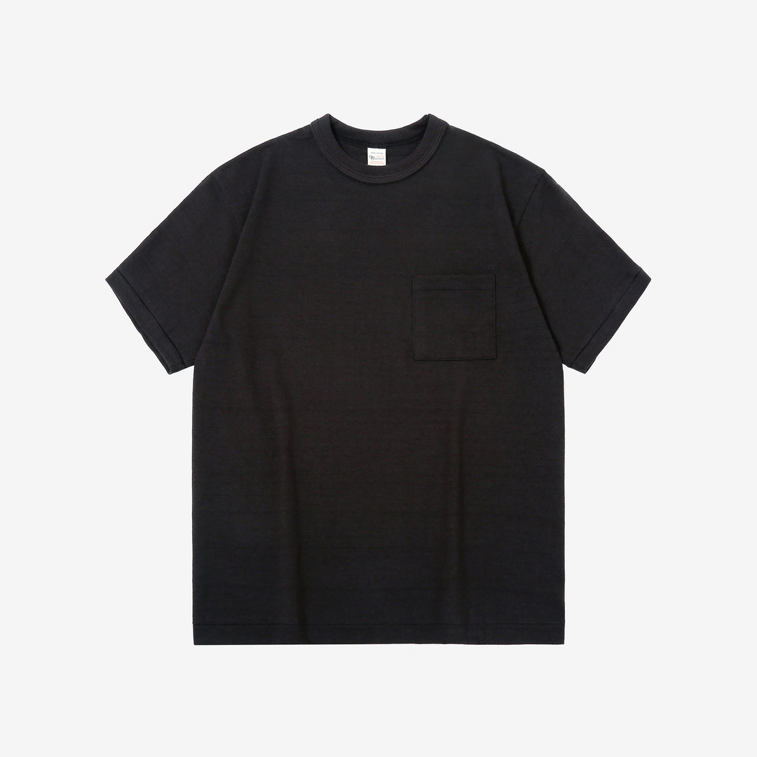 Warehouse Lot 4601 Shadow Border Slub Yarn Pocket T-Shirt Made in Japan Front View Black