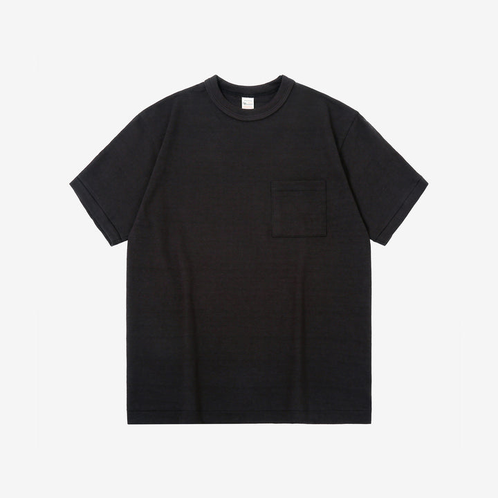 Warehouse Lot 4601 Shadow Border Slub Yarn Pocket T-Shirt Made in Japan Front View Black