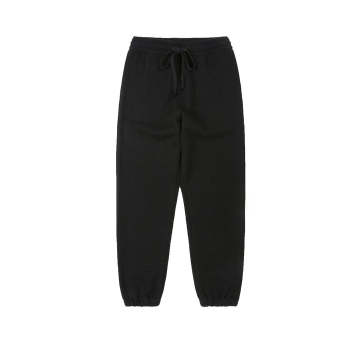 Un-Useless 170414 SWKNIT inlay knit sweatpants made in Japan tapered silhouette black front full view 