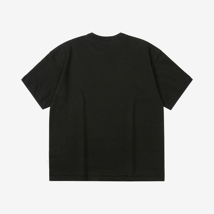 Un-Useless 170204 linen KNITEE short sleeve crew neck knit T-shirt made in Japan black back view