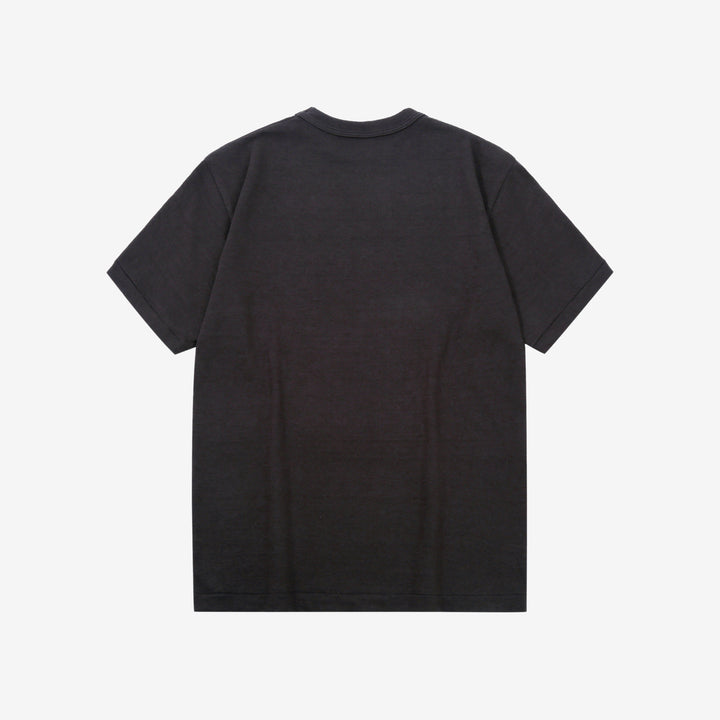 Warehouse Lot 4601 shadow border slub yarn crew neck T-shirt made in Japan black back view