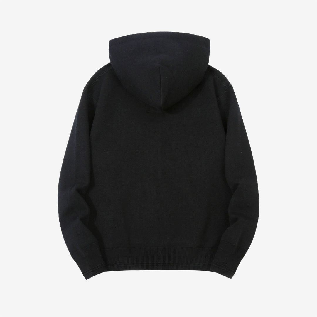 Un-Useless 170416 inlay knit full zip hoodie made in Japan SWKNIT zip hooded sweatshirt black back view
