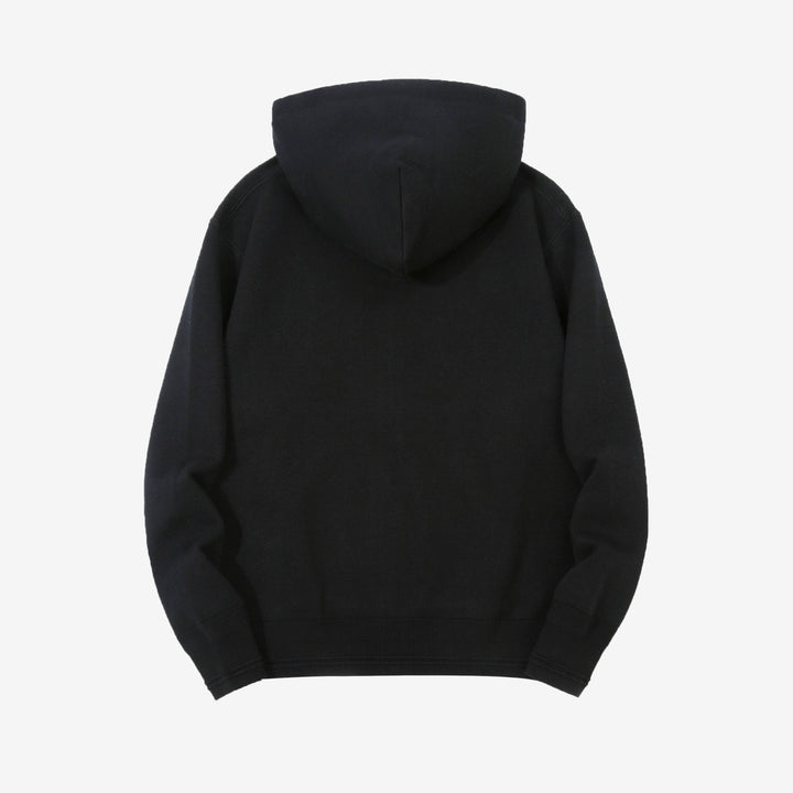 Un-Useless 170416 inlay knit full zip hoodie made in Japan SWKNIT zip hooded sweatshirt black back view