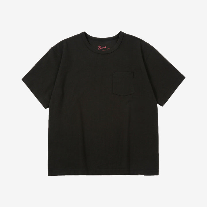 Boncoura High Density Heavyweight Pocket T-Shirt Made in Japan Black Front