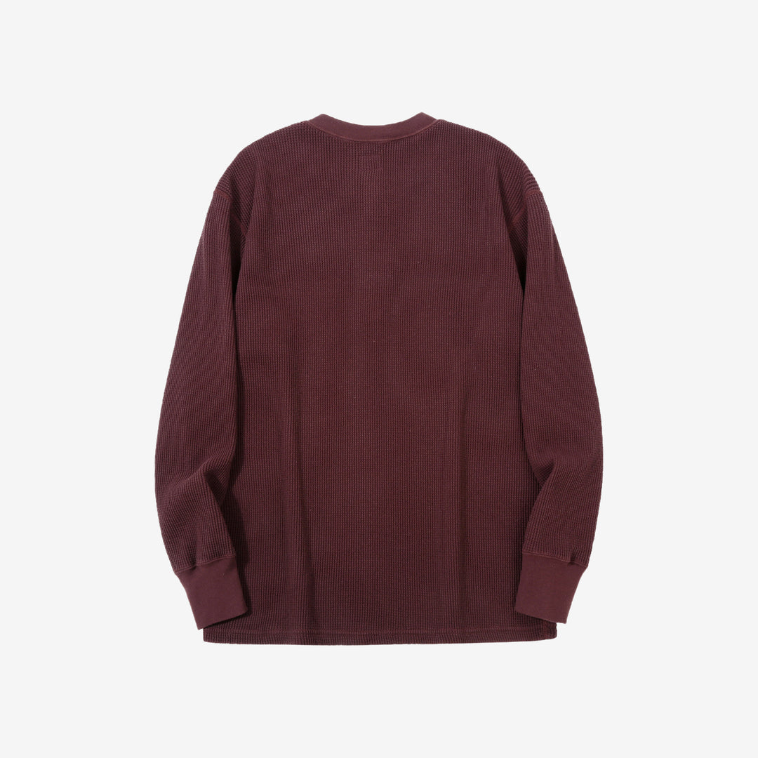 Dalee’s & Co. 2230HT double waffle henley long sleeve shirt made in Japan bordueax
