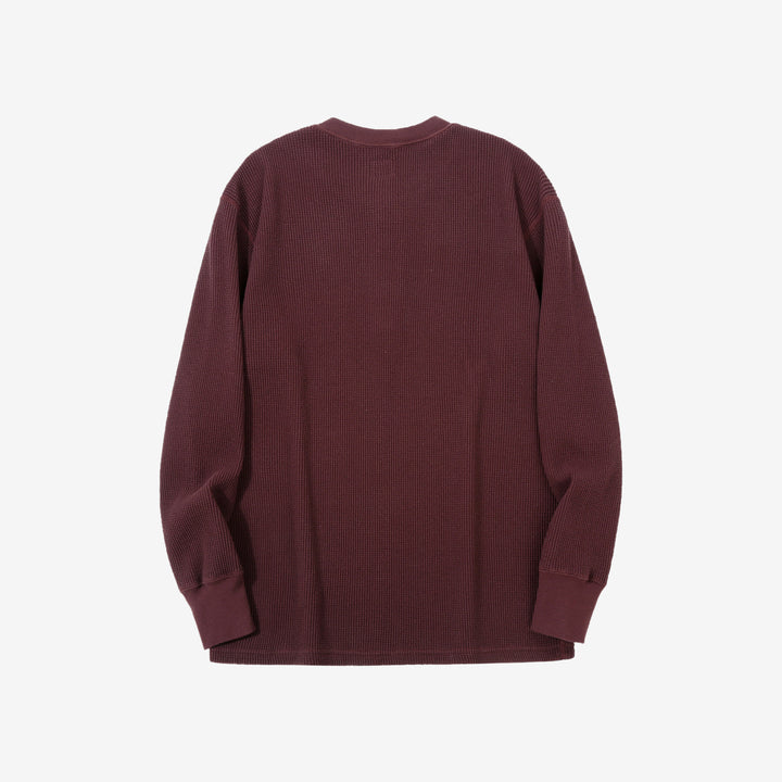 Dalee’s & Co. 2230HT double waffle henley long sleeve shirt made in Japan bordueax