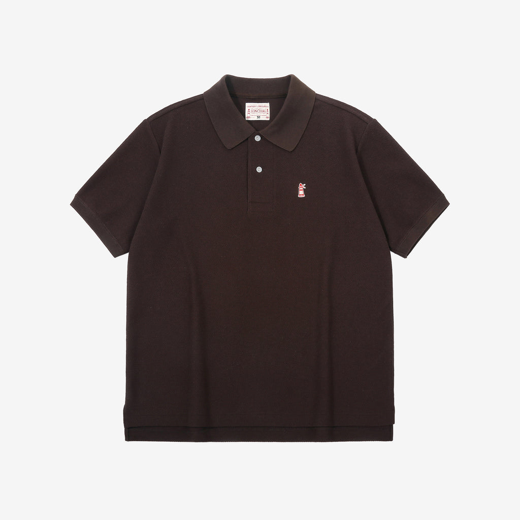 Boncoura Heavyweight Special Knit Polo Shirt made in Japan ボンクラポロシャツ Brown Front Side
