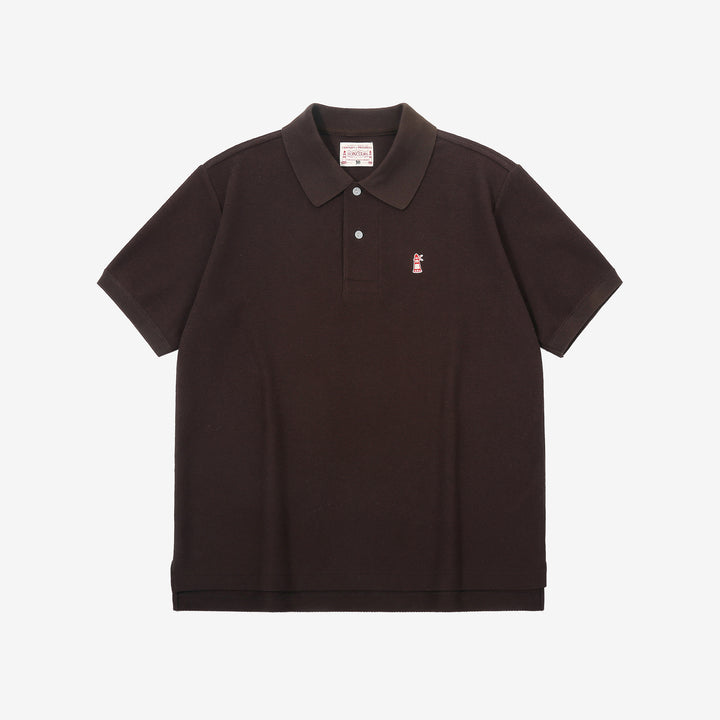 Boncoura Heavyweight Special Knit Polo Shirt made in Japan ボンクラポロシャツ Brown Front Side
