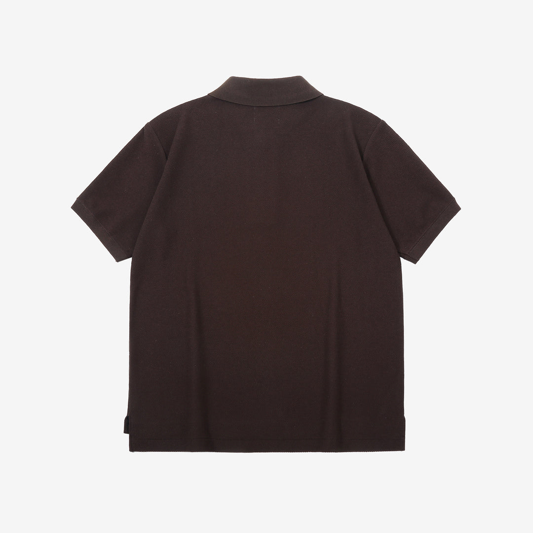 Boncoura Heavyweight Special Knit Polo Shirt made in Japan ボンクラポロシャツ Brown Back Side