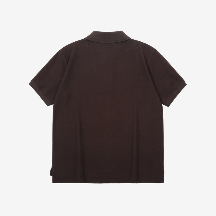 Boncoura Heavyweight Special Knit Polo Shirt made in Japan ボンクラポロシャツ Brown Back Side