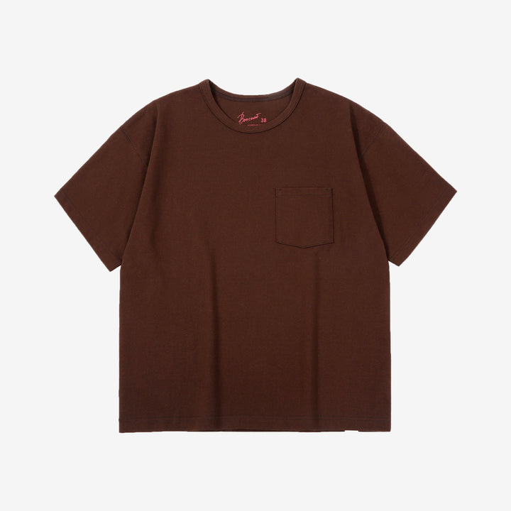Boncoura High Density Heavyweight Pocket T-Shirt Made in Japan Brown Front