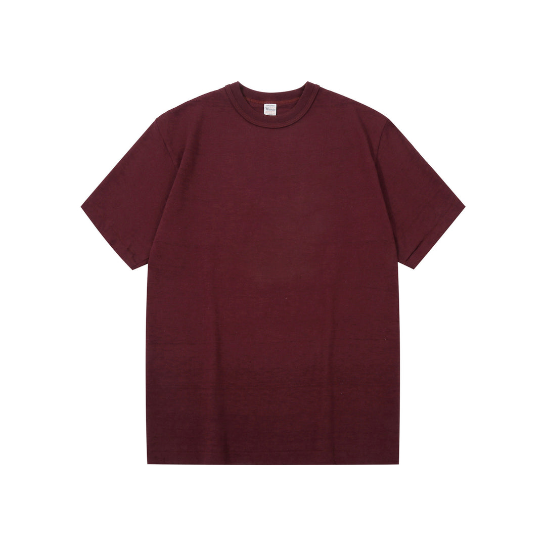 Warehouse Lot 4601 shadow border slub yarn crew neck T-shirt made in Japan burgundy front view