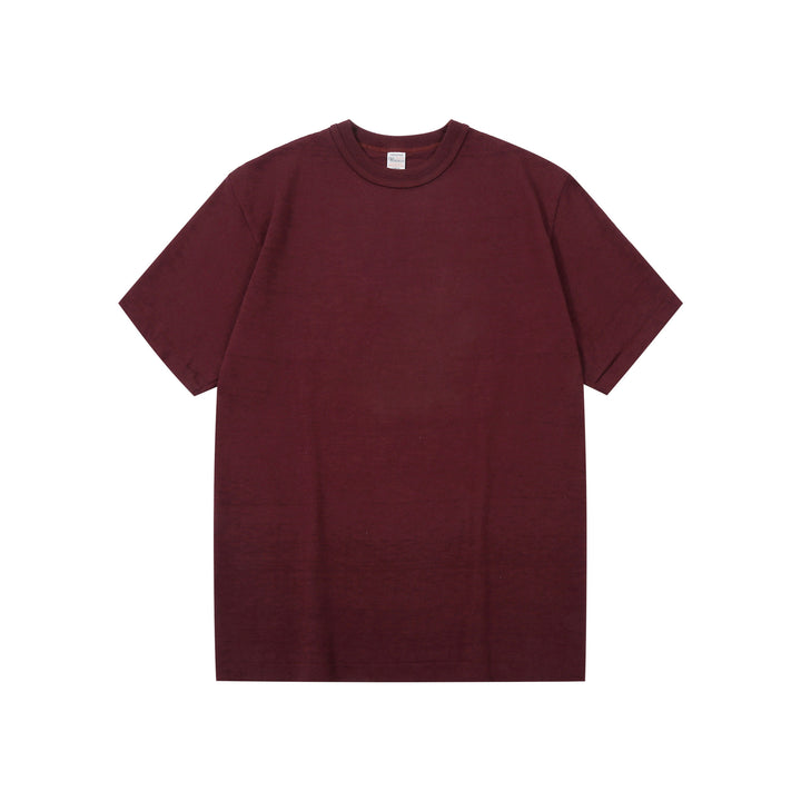 Warehouse Lot 4601 shadow border slub yarn crew neck T-shirt made in Japan burgundy front view